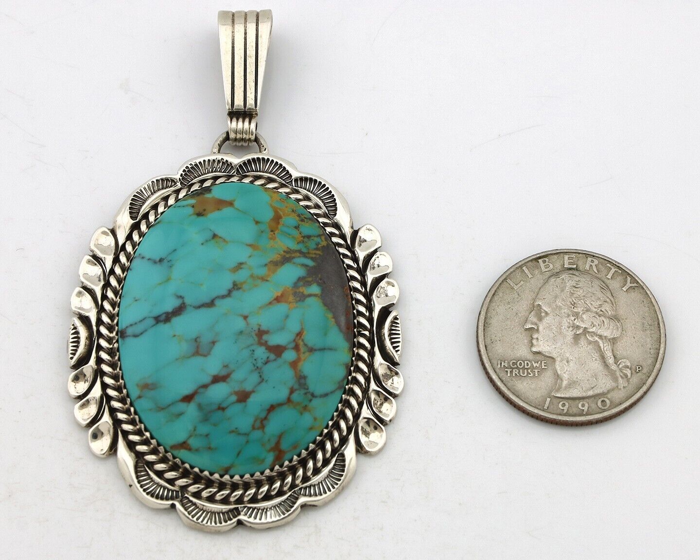Navajo Handmade Necklace 925 Silver Arizona Turquoise William Denetdale C.80's