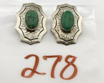 Navajo Earrings .925 Silver Crescent Valley Turquoise Native American Artist C80