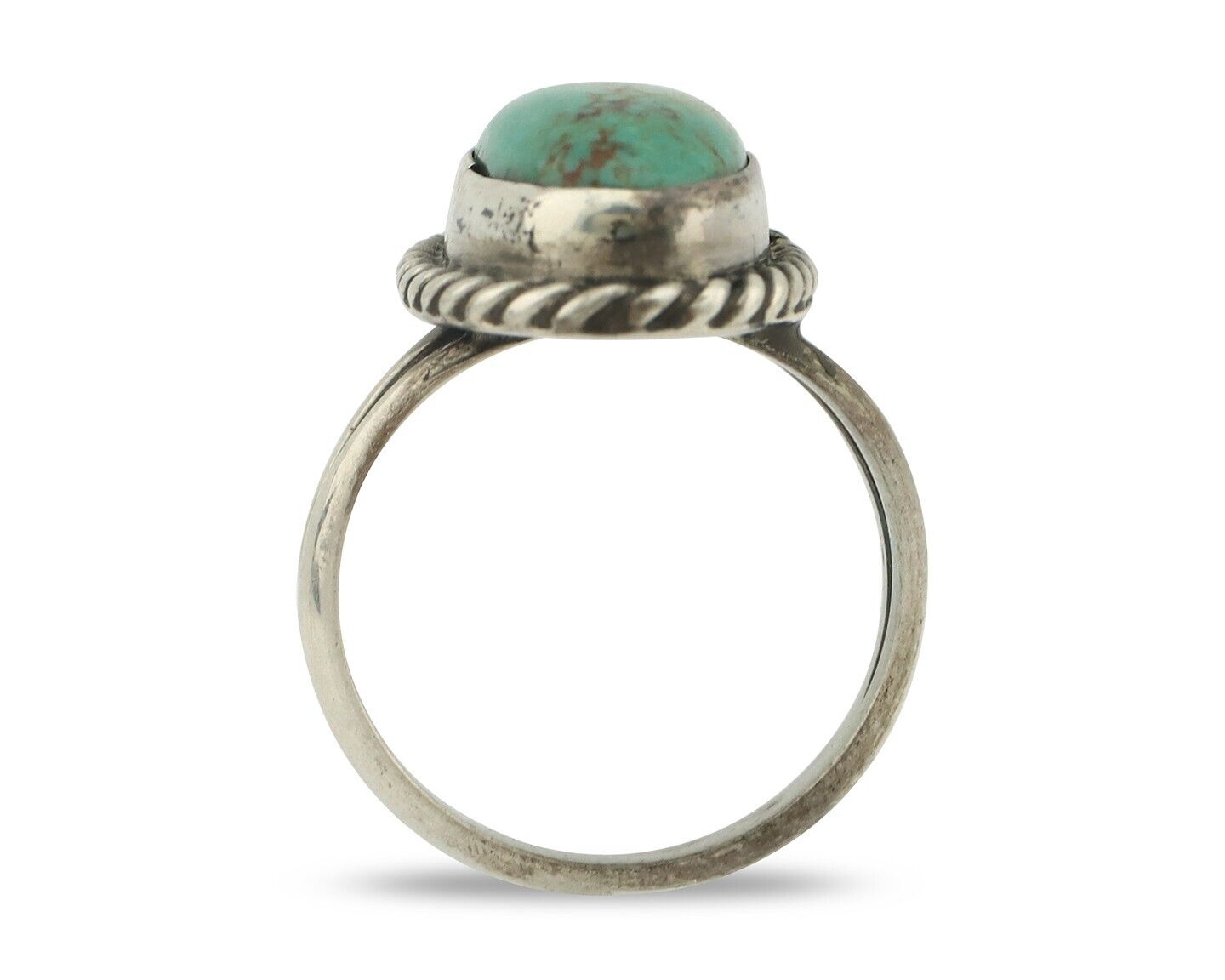 Navajo Ring 925 Silver Natural Blue Kingman Turquoise Native Artist C.80's