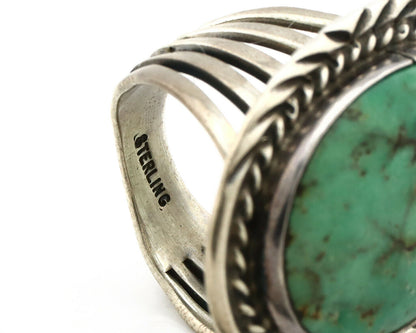 Navajo Shield Ring .925 Silver Kingman Turquoise Native American Artist C.80's