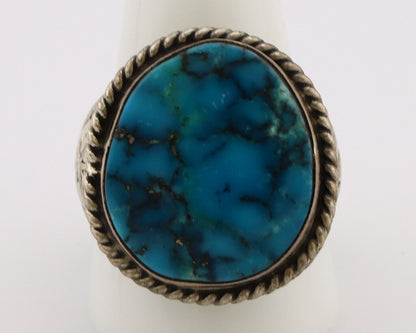 Navajo Ring .925 Silver Blue Spiderweb Turquoise Native American Artist C.80's