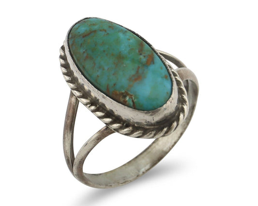Navajo Handmade Ring 925 Silver Kingman Turquoise Native Artist C.80's