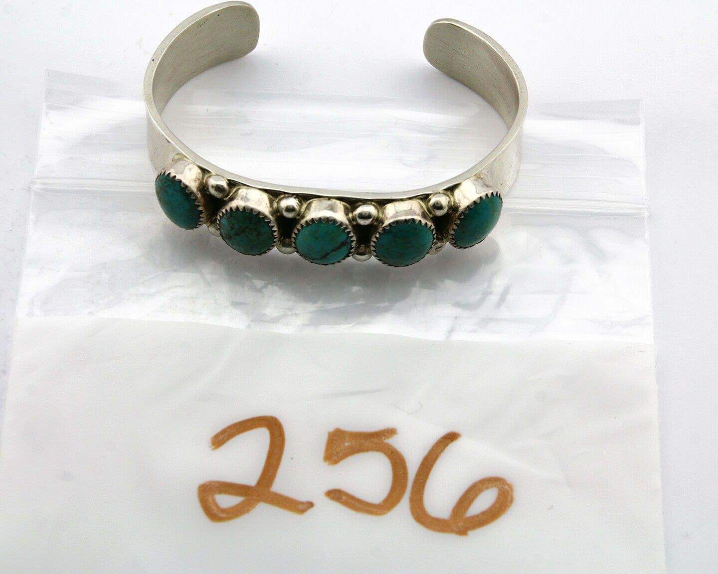 Navajo Bracelet .925 Silver Natural Turquoise Signed C Jones C.80's