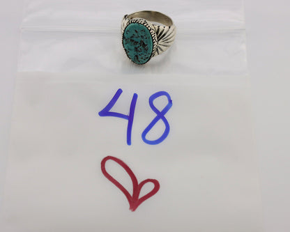 Navajo Ring .925 Silver Sleeping Beauty Turquoise Artist Signed DK C.80's