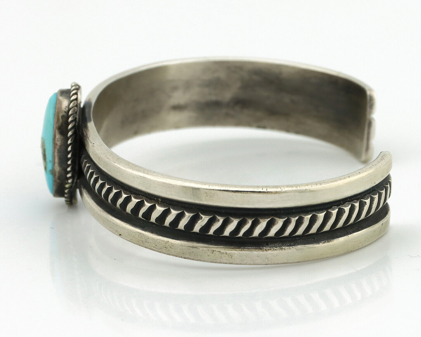 Women's Navajo .925 Silver Blue Natural Turquoise Artist Signed AL C.80's