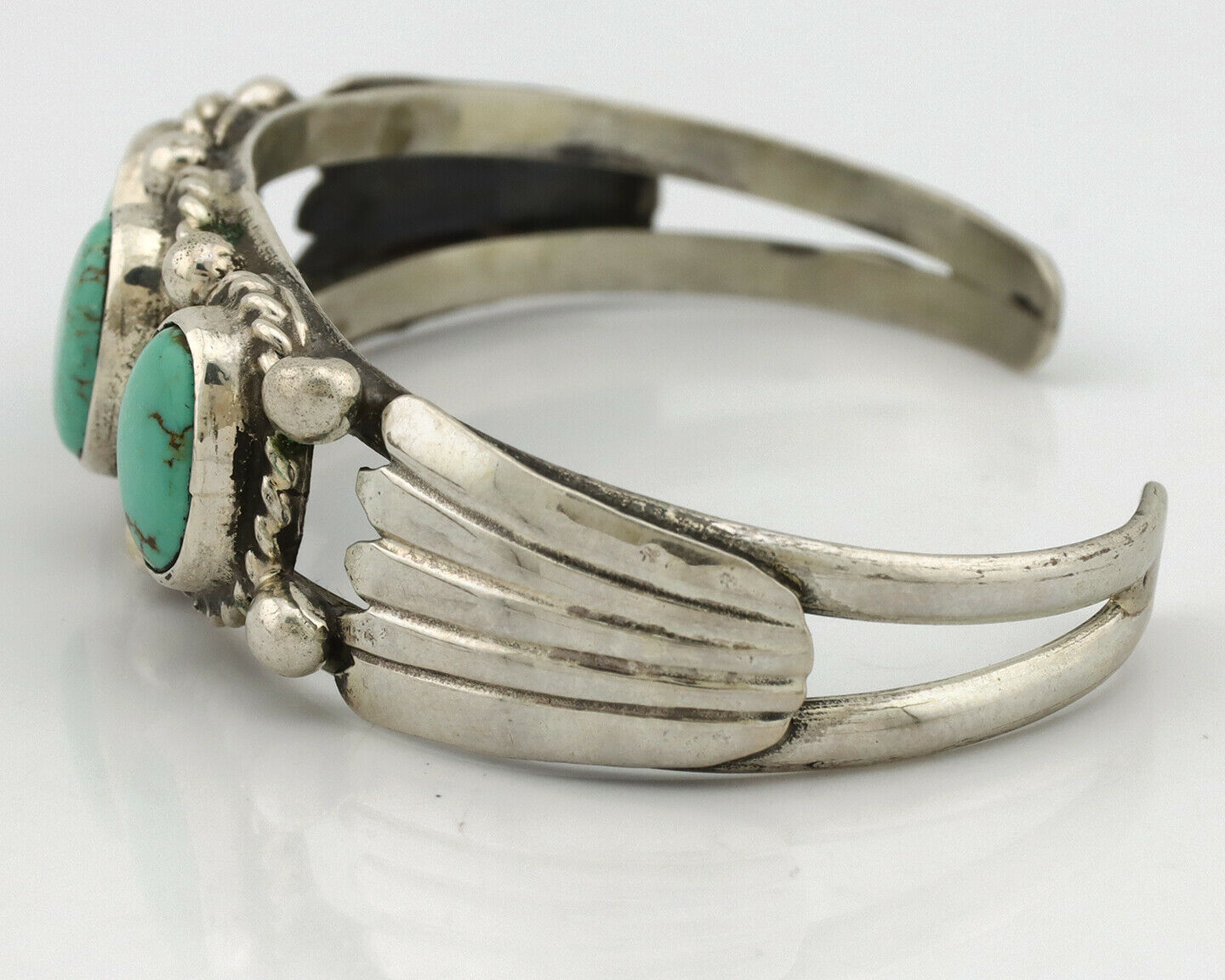 Navajo Bracelet .925 Silver Arizona Turquoise Artist Signed C Montoya Circa 80's