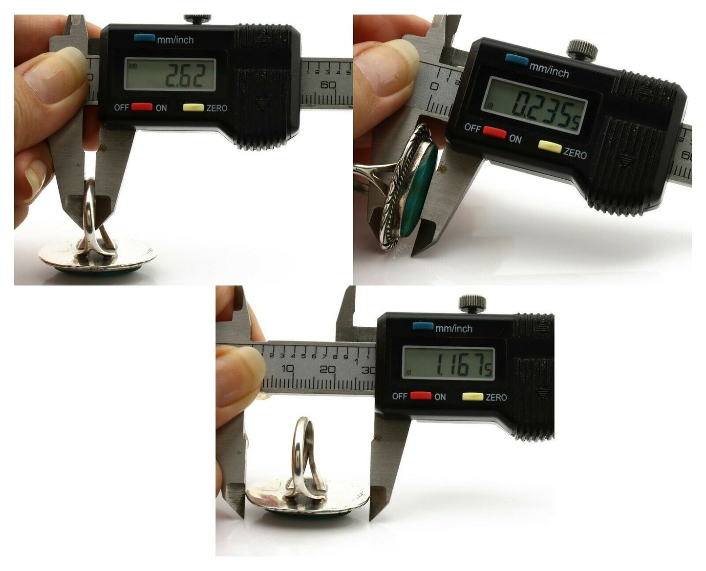 Navajo Ring .925 Silver Blue Gem Turquoise Native American Artist C.80's