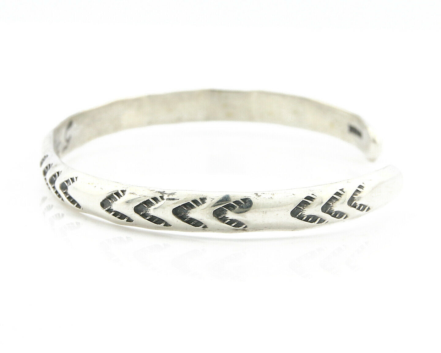 Navajo Bracelet .925 Silver Hand Stamped Arrow Head Artist V Montoya C.80's