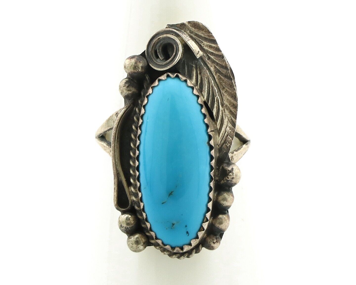 Navajo Ring 925 Silver Natural Morenci Turquoise Artist Signed Justin Morris C80