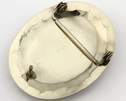 Navajo Belt Buckle .925 Silver & Nickle Gemstones Native American Artist C.80's