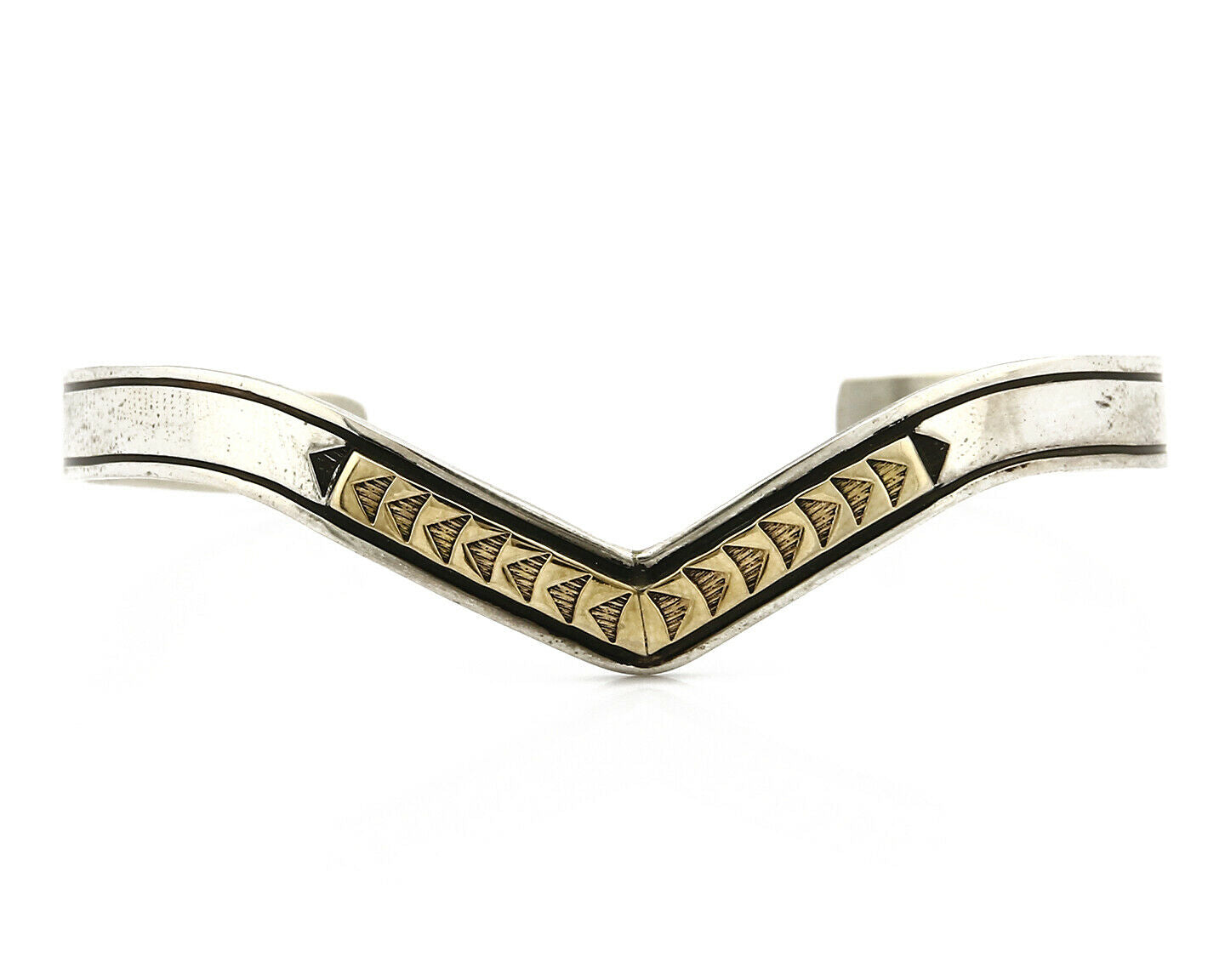 Navajo Bracelet .925 Silver & 14k Solid Gold MM Rogers and TAS Cuff C.80's