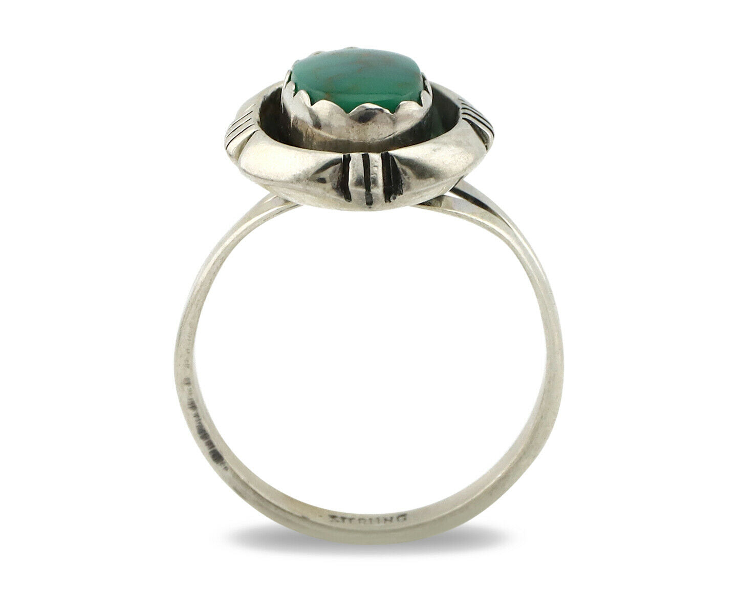 Navajo Ring .925 Silver Kingman Turquoise Handmade Native American Artist C.80's