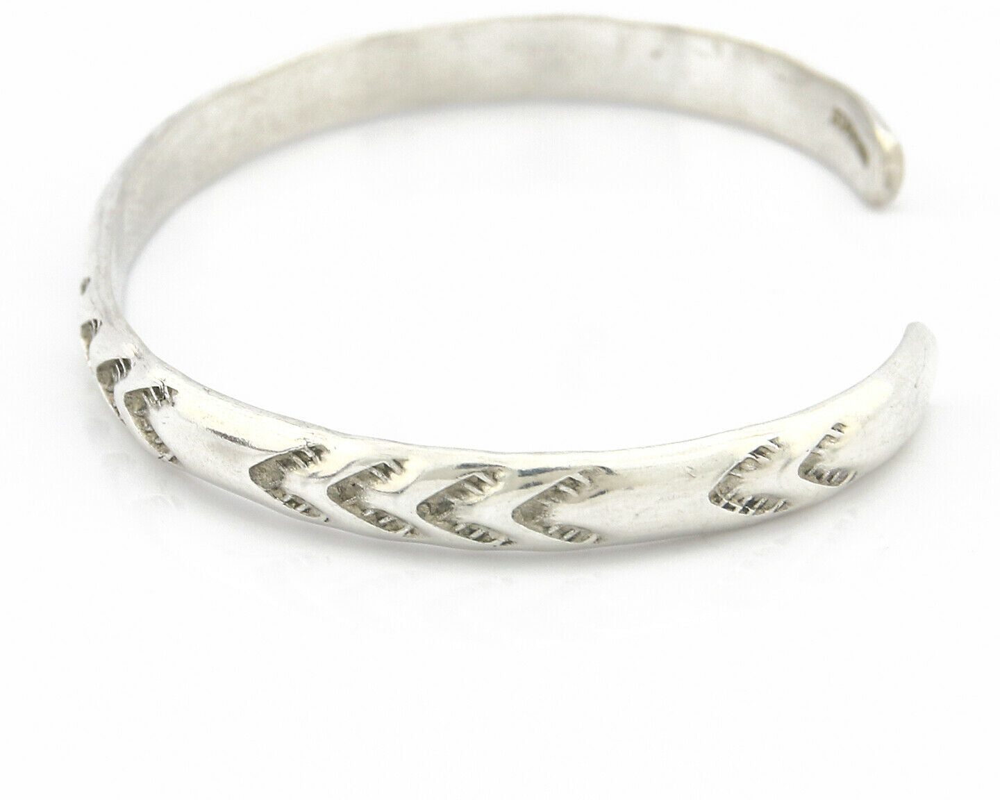 Navajo Bracelet .925 Silver Hand Stamped Arrow Head Artist Montoya C.80's