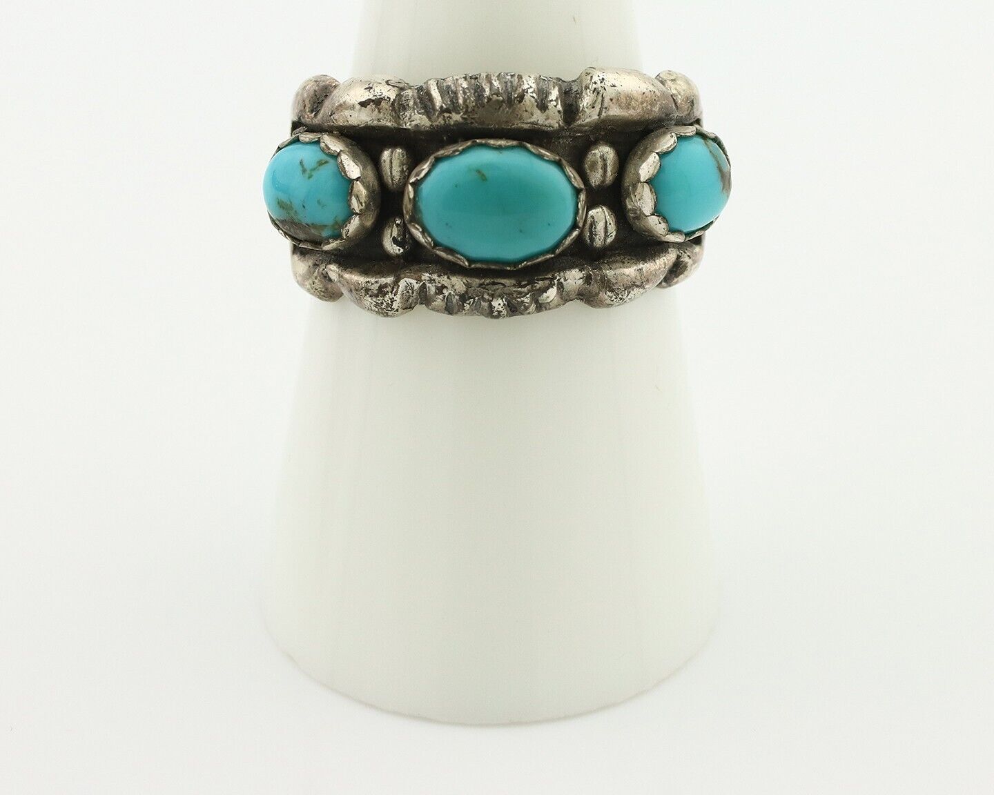 Navajo Ring .925 Silver Natural Blue Turquoise Native American Artist C.80's