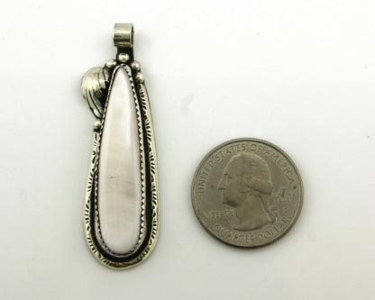 Navajo Pendant .925 Silver Real Natural Pink Mussel Signed Yazzie C.80's