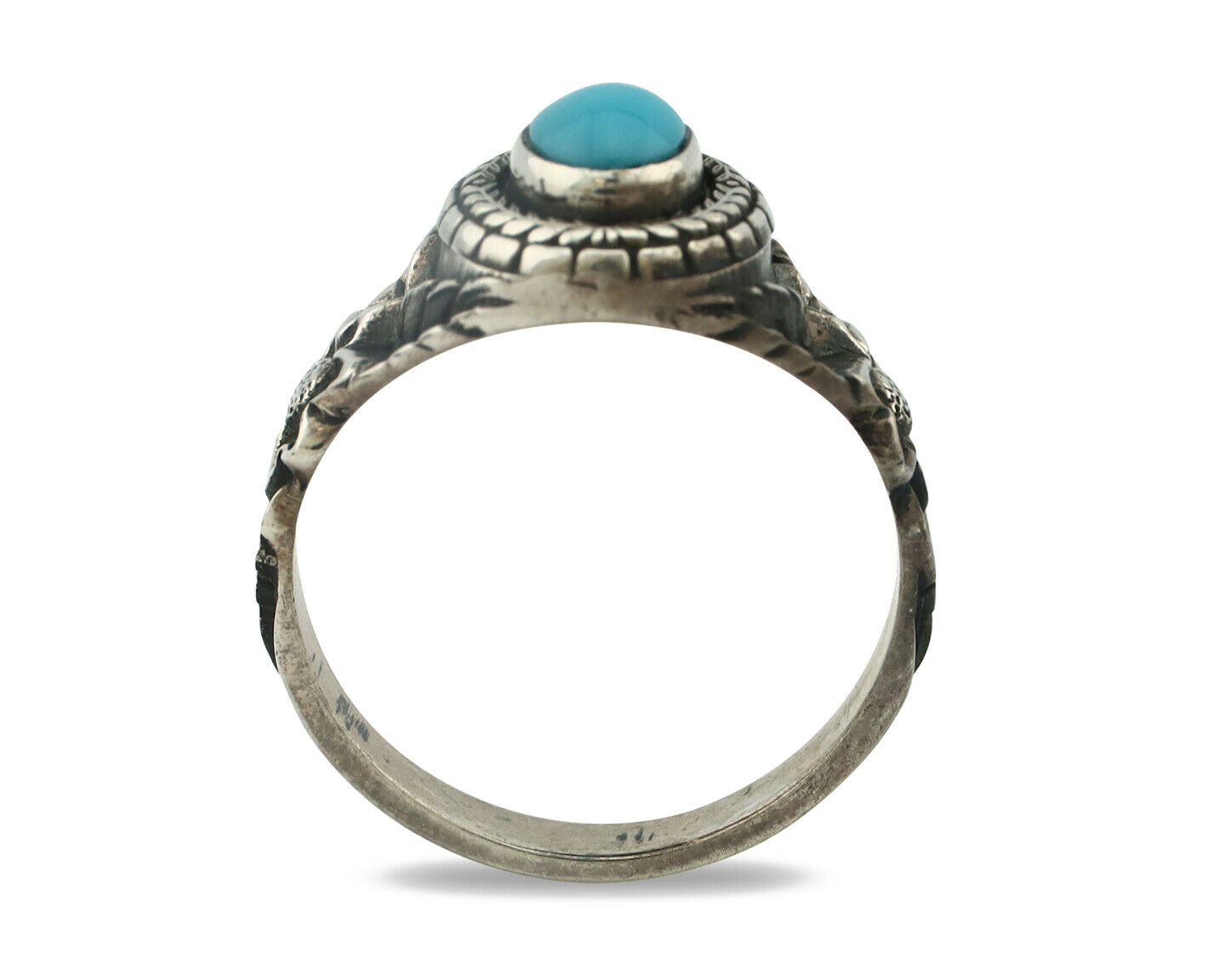 Navajo Ring .925 Silver Natural Blue Turquoise Native American Artist C.80's