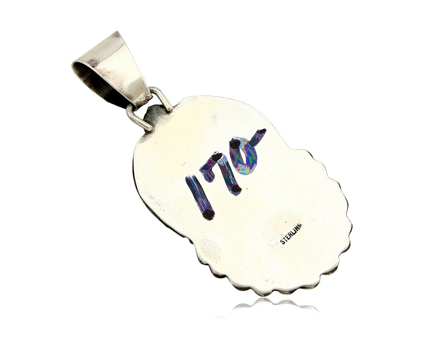 Navajo Pendant .925 Silver Spiderweb Turquoise Native American C.80's