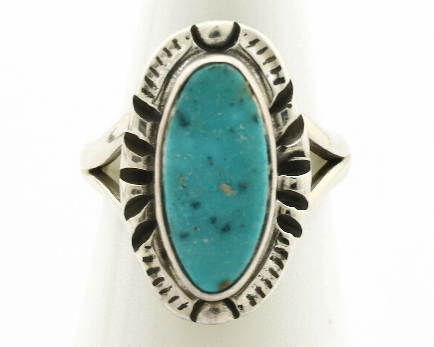 Navajo Ring .925 Silver Natural Mined Turquoise Artist Signed Gecko C.80's