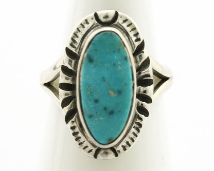 Navajo Ring .925 Silver Natural Mined Turquoise Artist Signed Gecko C.80's