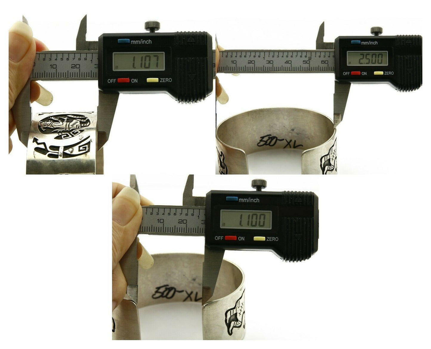 Navajo Bracelet .925 Silver Handmade Overlay Signed Artist Star Arrows C.80's