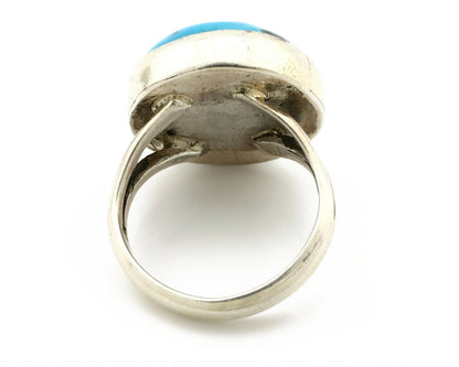 Navajo Shield Ring .925 Silver Kingman Turquoise Native American Artist C.80's