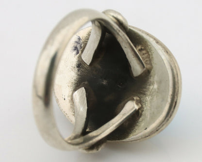 Navajo Ring .925 Silver Natural Blue Turquoise Native American Artist C.1980's