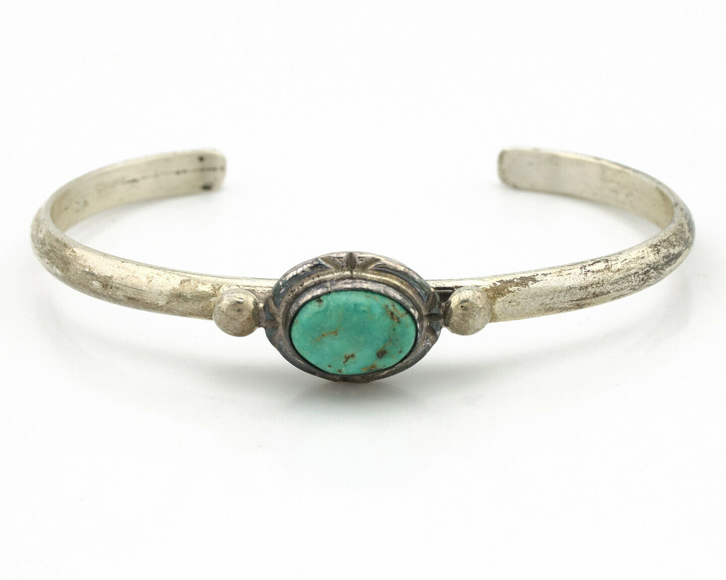 Navajo Bracelet .925 Silver Kingman Turquoise Native American Artist C.90's