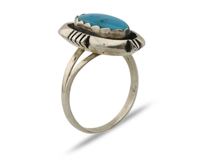 Navajo Ring 925 Silver Blue Gem Turquoise Native American Artist C.80's
