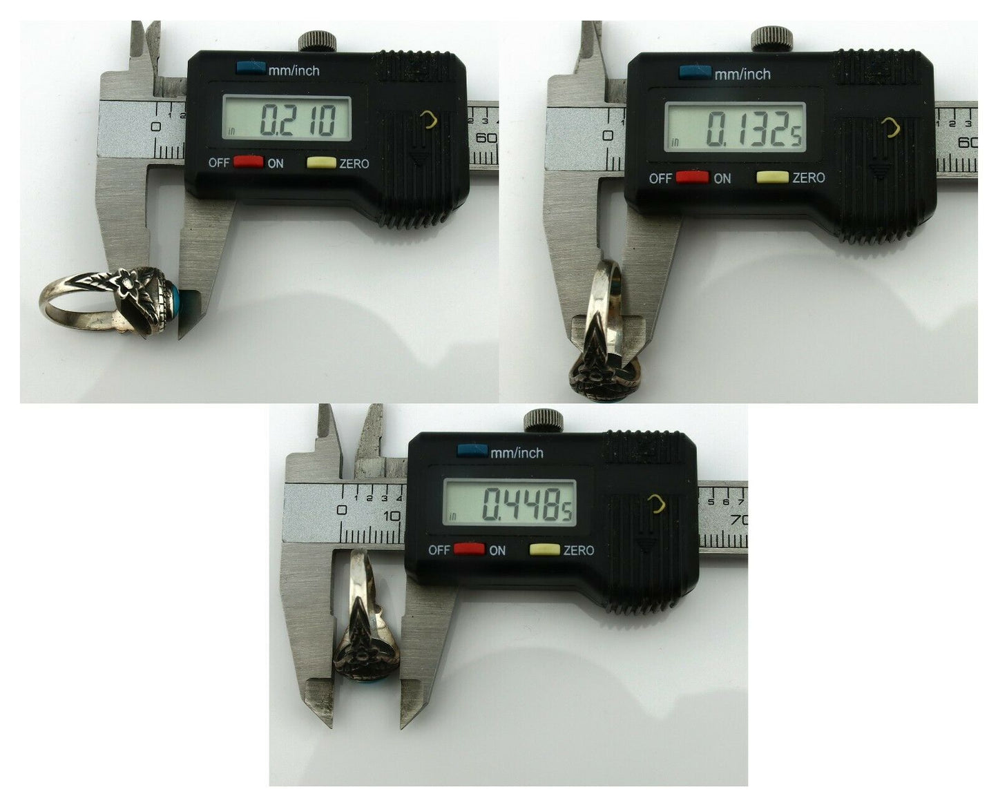 Navajo Ring .925 Silver Natural Blue Turquoise Native American Artist C.80's