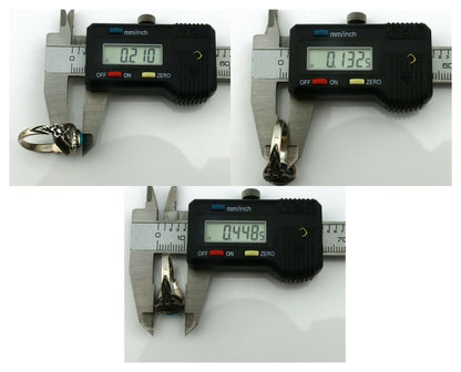 Navajo Ring .925 Silver Natural Blue Turquoise Native American Artist C.80's