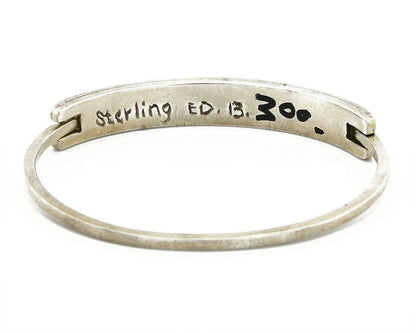 Vtg Navajo Signed ED. B Handmade Inlaid .925 Silver Bracelet