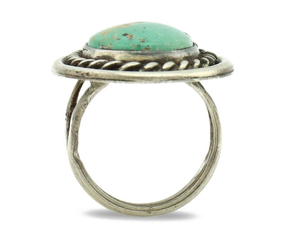 Navajo Ring .925 Silver Aqua Turquoise Native American Artist C.80's