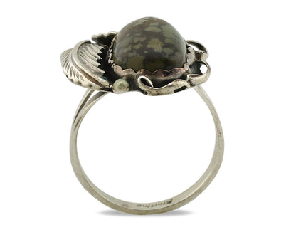 Navajo Ring .925 Silver Spiderweb Turquoise Native American Artist C.1980s