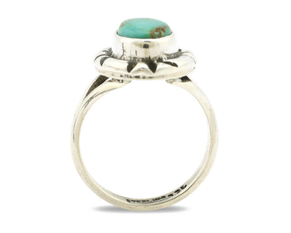 Navajo Ring .925 Silver Kingman Turquoise Artist Signed Gecko C.90's