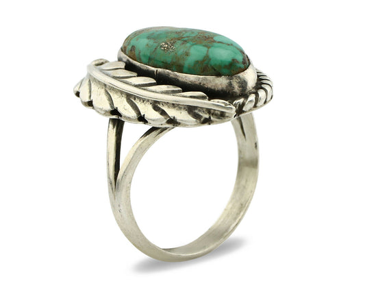 Navajo Ring .925 Silver Manassas Turquoise Signed Artist Apache C.80's