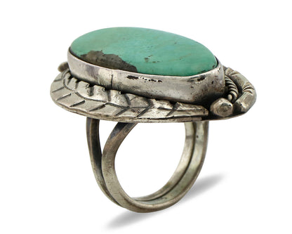 Navajo Ring 925 Silver Castle Dome Turquoise Native American Artist C.70's