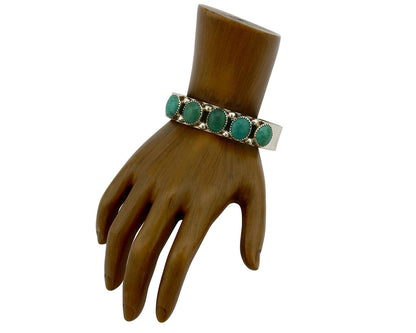 Navajo Bracelet .925 Silver Natural Turquoise Signed C Jones C.80's