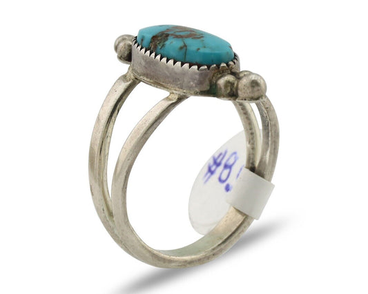 Navajo Ring .925 Silver Bisbee Turquoise Native American Artist C.80's
