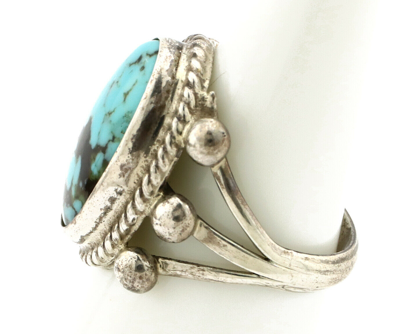 Navajo Ring .925 Silver Blue Southwest Turquoise Native American Artist C80s