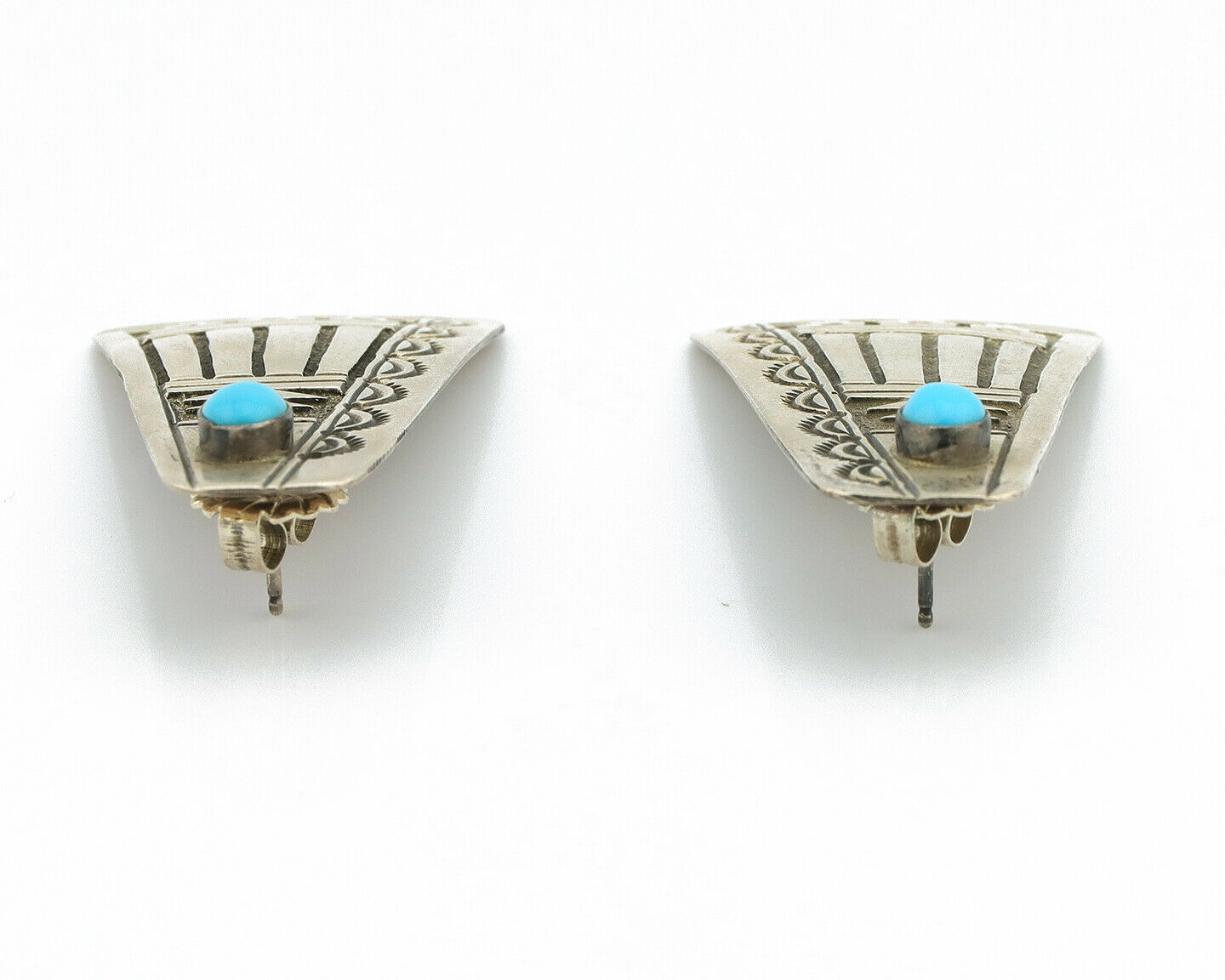Navajo Turquoise Earrings 925 Silver Handmade Native American Artist C.80's #306