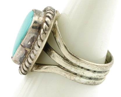Navajo Ring .925 Silver Blue Turquoise Native American Artist C.1980's