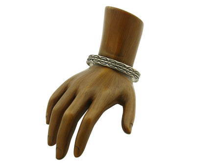 Navajo Bracelet .925 Silver Handmade Hand Stamped Signed Artist C Montoya C.80's