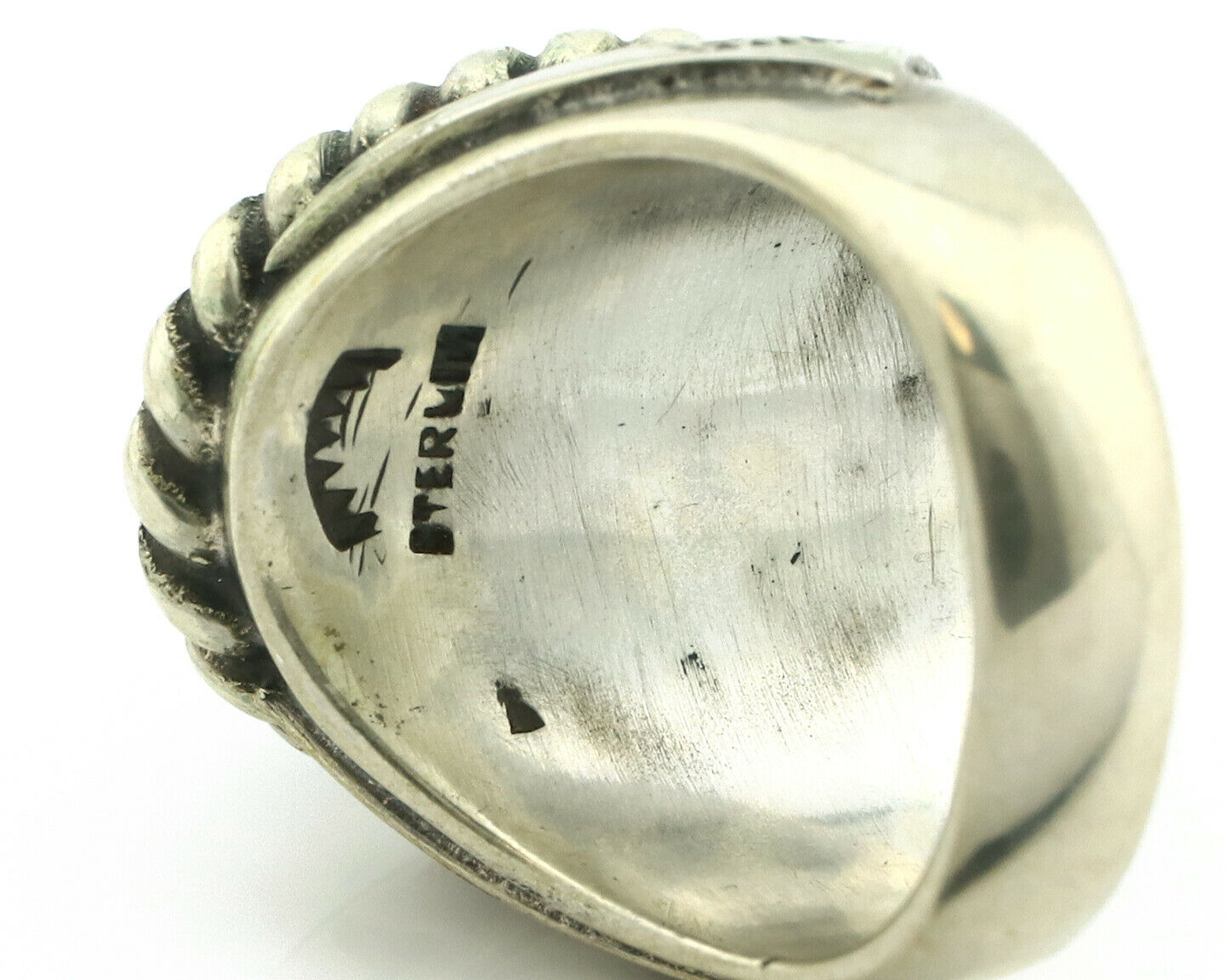 Navajo Ring .925 Silver Onyx Artist Signed Apache Manufacturing C.80's