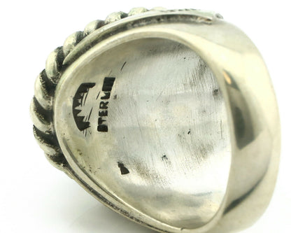 Navajo Ring .925 Silver Onyx Artist Signed Apache Manufacturing C.80's