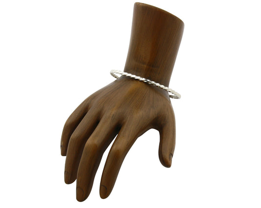 Navajo Bracelet .925 Silver Native American Artist Handmade 3.0 mm wide C.1980's