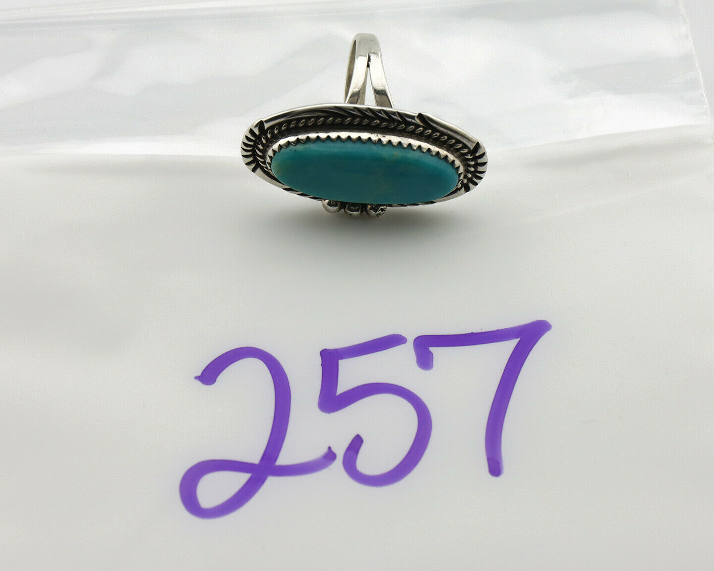 Navajo Ring .925 Silver Kingman Turquoise Native American Artist C.80's