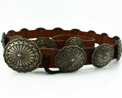 Navajo Concho Belt .925 Silver Hand Stamped Artist Signed Bruce Morgan C.80's