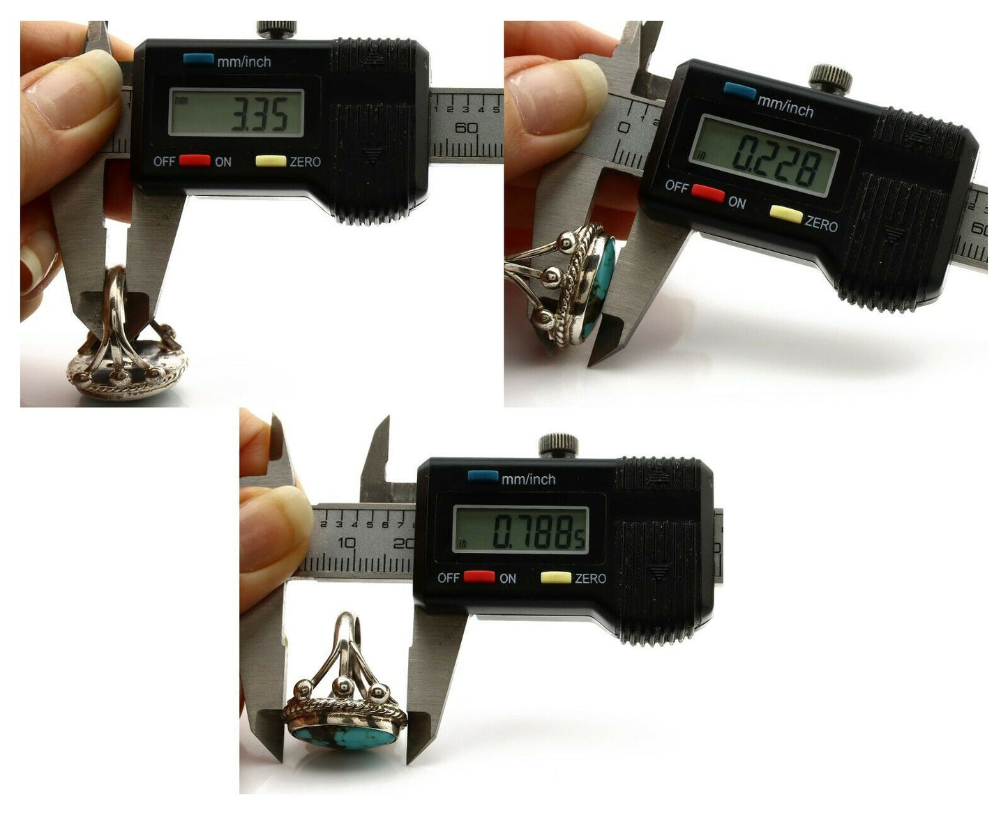 Navajo Ring .925 Silver Blue Southwest Turquoise Native American Artist C80s