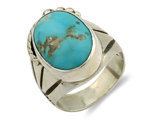 Navajo Ring .925 Silver Turquoise Mountain Native American Artist C.80's