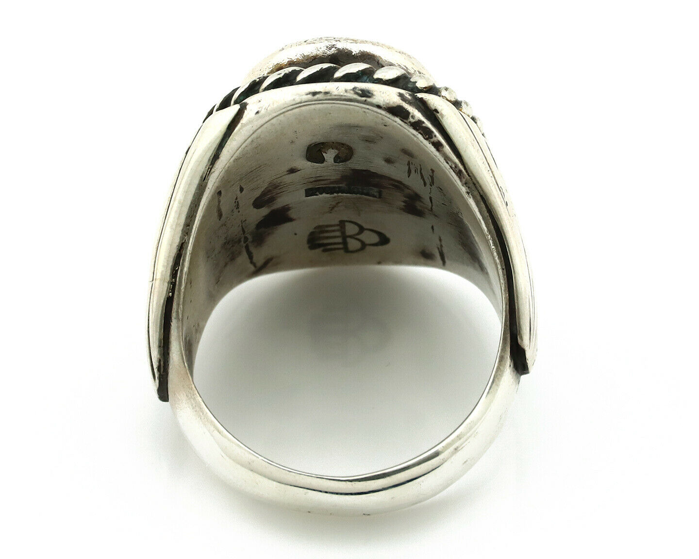 Navajo Ring .925 Silver Blue Turquoise Artist Signed C Montoya C.80's